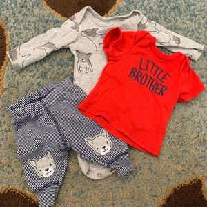 Little Brother Preemie Outfit- short+long sleeve